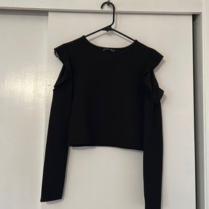 Zara Black shoulder cut out crop top